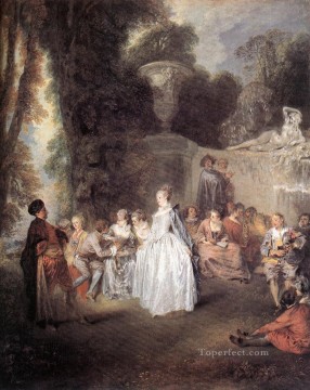  Watteau Oil Painting - Fetes Venitiennes Jean Antoine Watteau classic Rococo